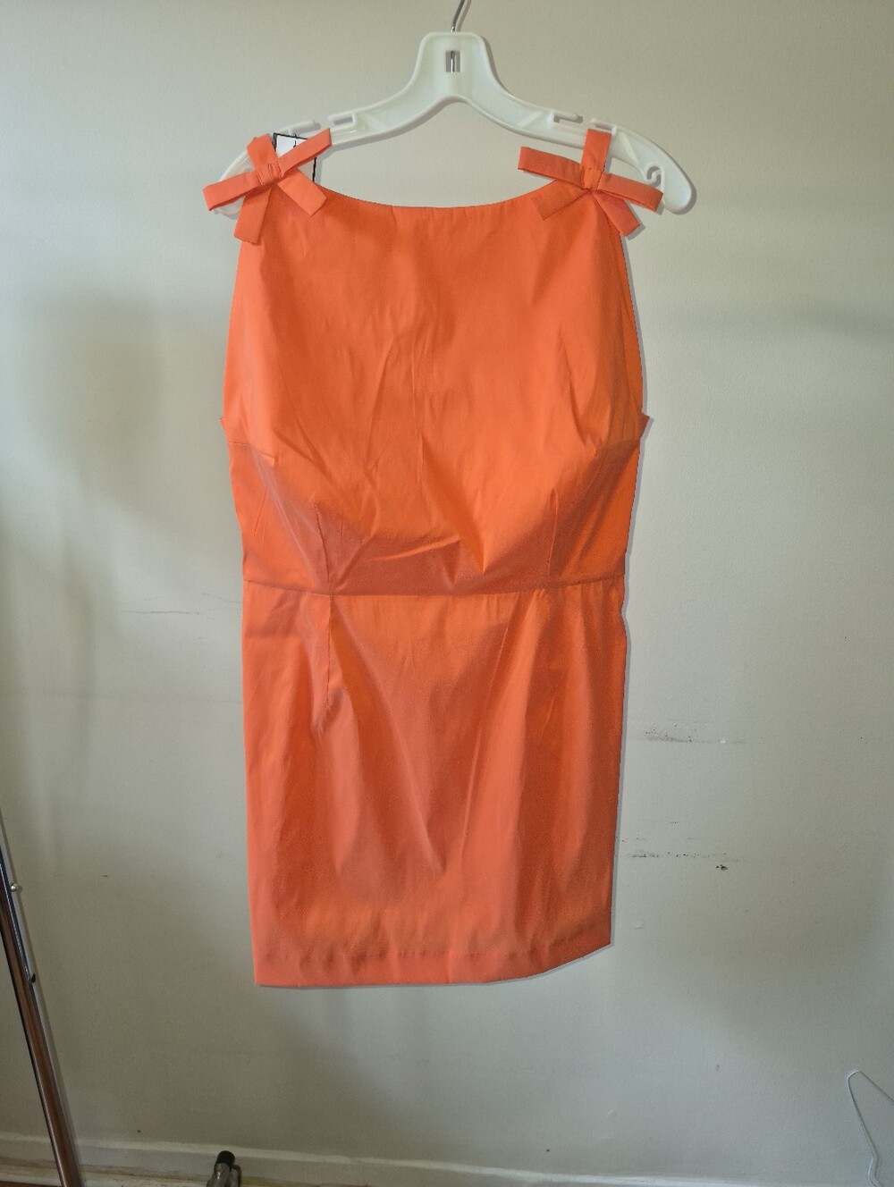 Bernadette Orange Bow Strap Mini Dress Size 42 Open Back Cocktail Dress Size 42 - Picture 4 of 5